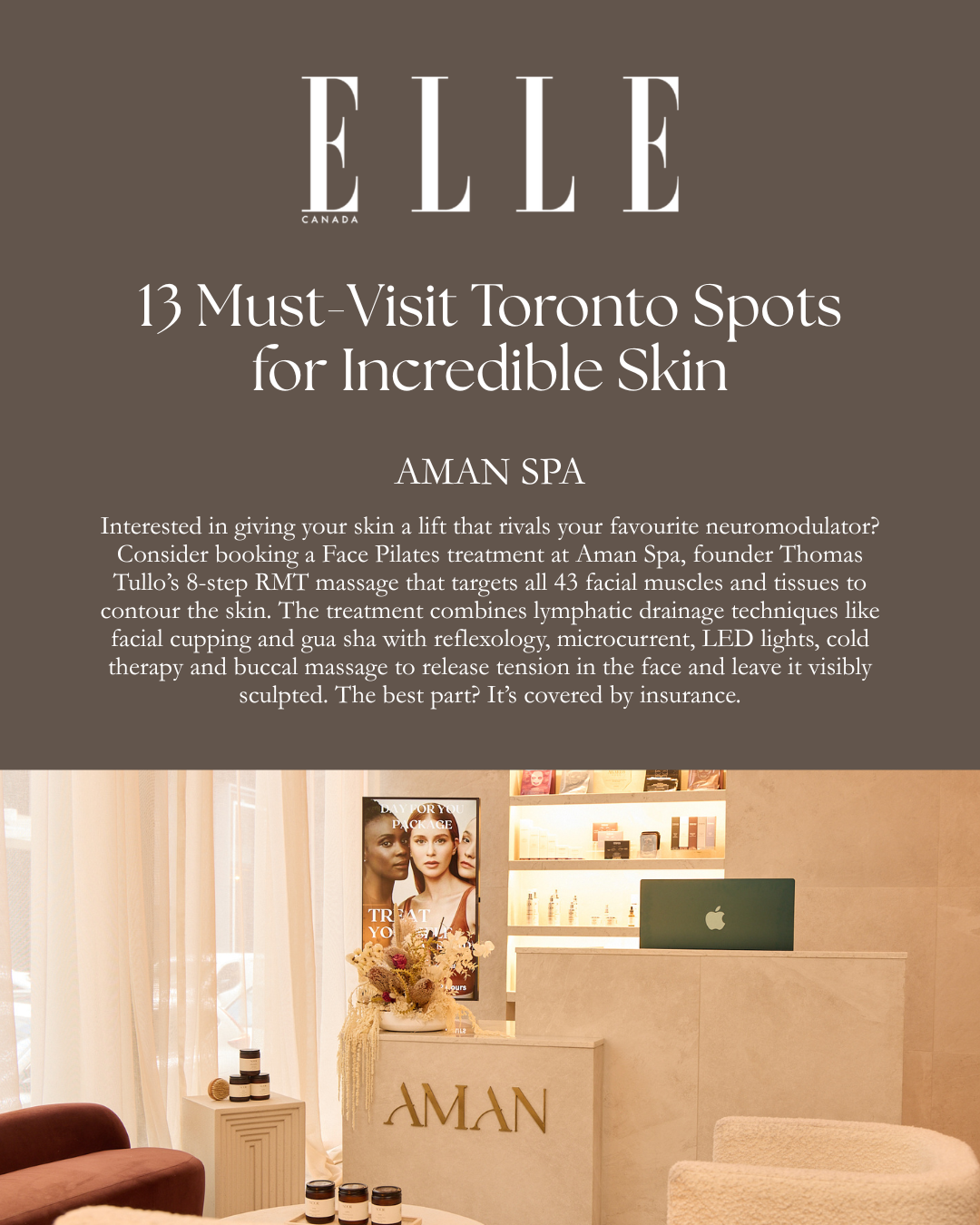 Image of AMAN Spa's lobby featured in ELLE magazine