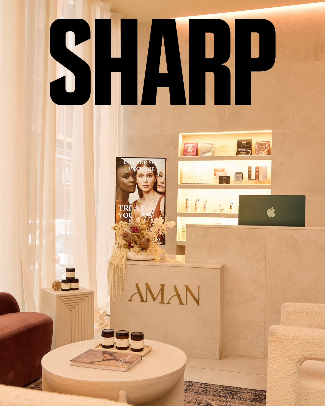 image of aman spa Toronto lobby for Sharp Magazine article